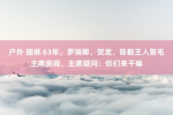 户外 捆绑 63年，罗瑞卿、贺龙、陈毅王人聚毛主席房间，主席疑问：你们来干嘛