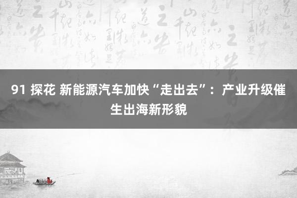 91 探花 新能源汽车加快“走出去”：产业升级催生出海新形貌