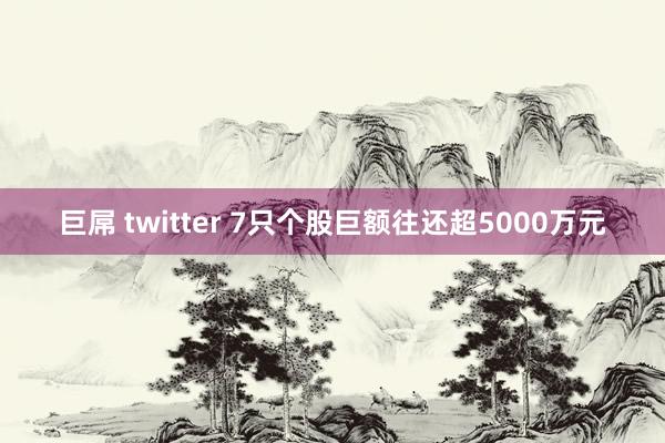 巨屌 twitter 7只个股巨额往还超5000万元