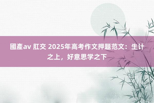 國產av 肛交 2025年高考作文押题范文：生计之上，好意思学之下