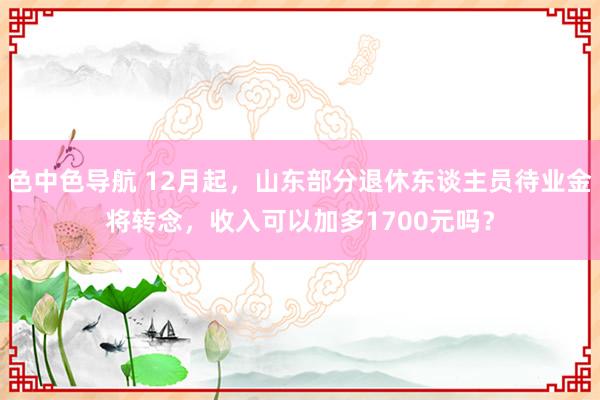 色中色导航 12月起，山东部分退休东谈主员待业金将转念，收入可以加多1700元吗？