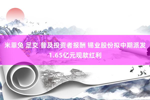 米菲兔 足交 普及投资者报酬 锡业股份拟中期派发1.65亿元现款红利